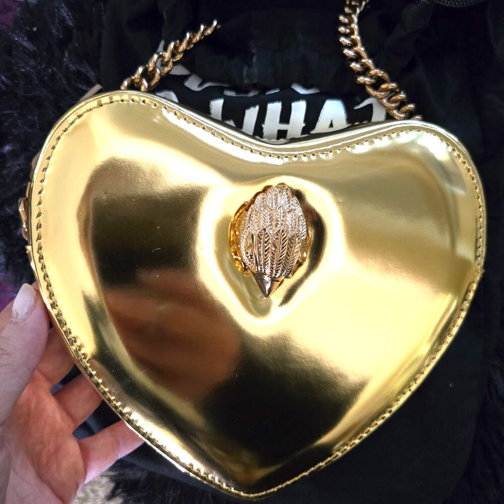 Kurt Geiger London Kensington Heart Metallic Leather Crossbody Bag Holiday - Picture 2 of 2